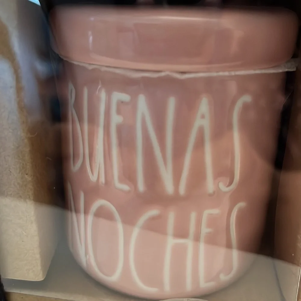 Rae Dunn New Buenos Dias Buenas Noches Ceramic Loop Lid Decor Canisters New.